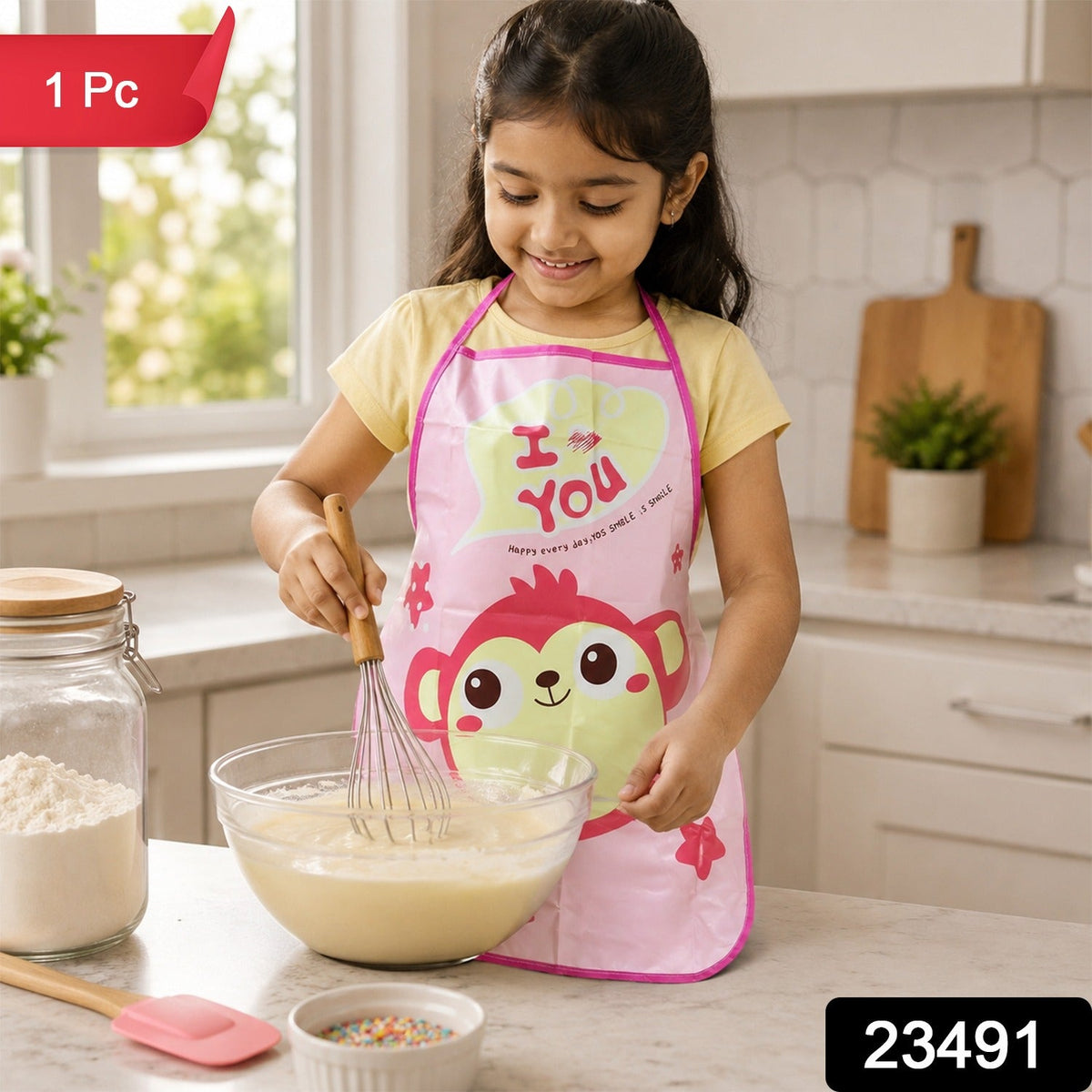 Kids waterproof apron with adjustable ties, 1 piece
