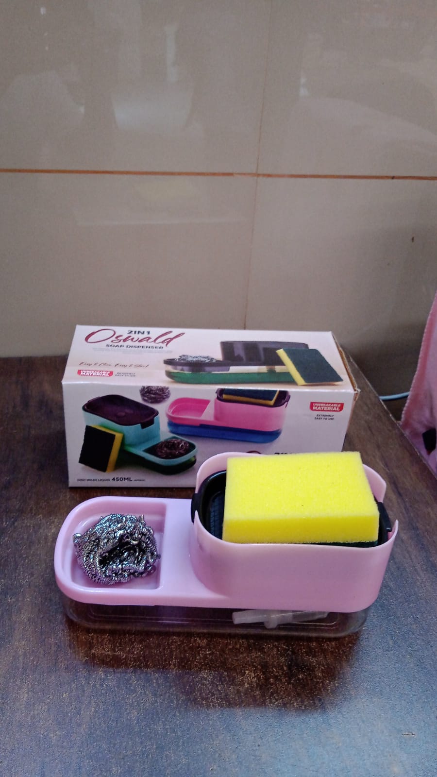 2 in 1 Plastic Dish Soap Liquid Dispenser Sponge Holder ,Sabudani (1 Set)