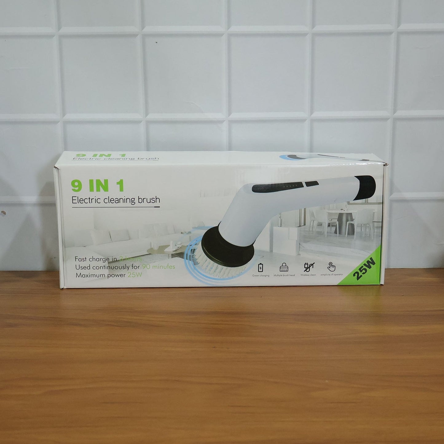 9-in-1 Electric Cleaning Brush with Long Extendable Handle (1 Set)