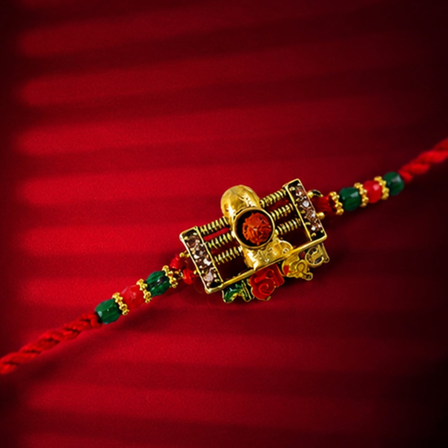 Detailed finish and attractive centerpiece Rakhi designed for Rakshabandhan