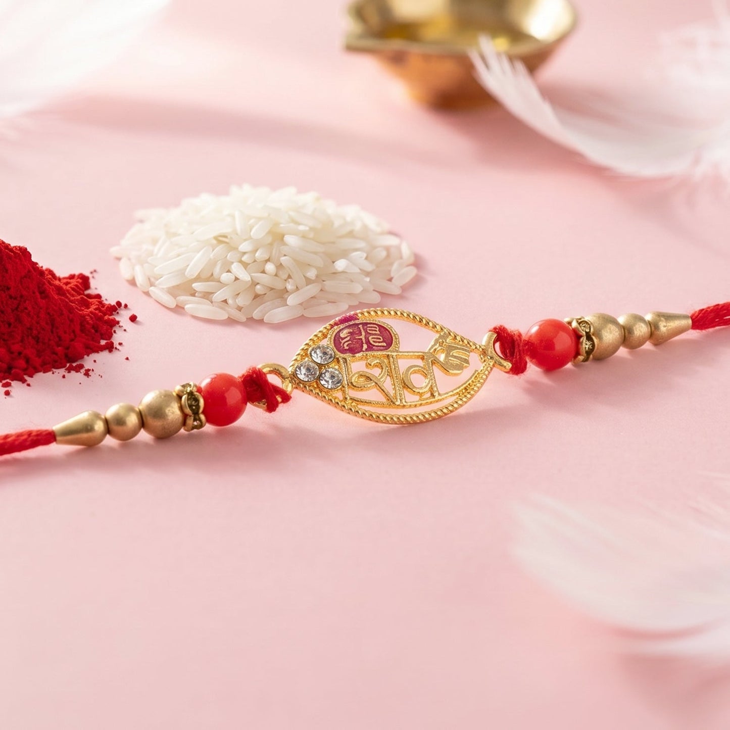 Decorative Rakhi thread with pearls and beads