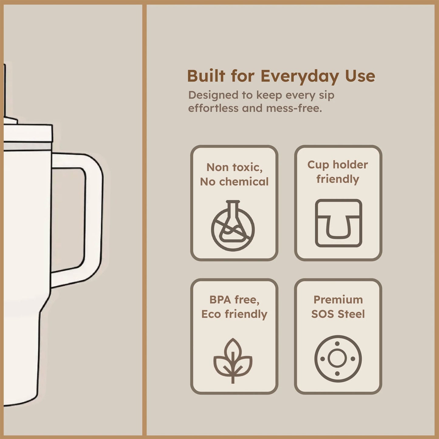 Stainless Steel Vacuum Insulated Tumbler With Lid (Approx 1200 Ml)