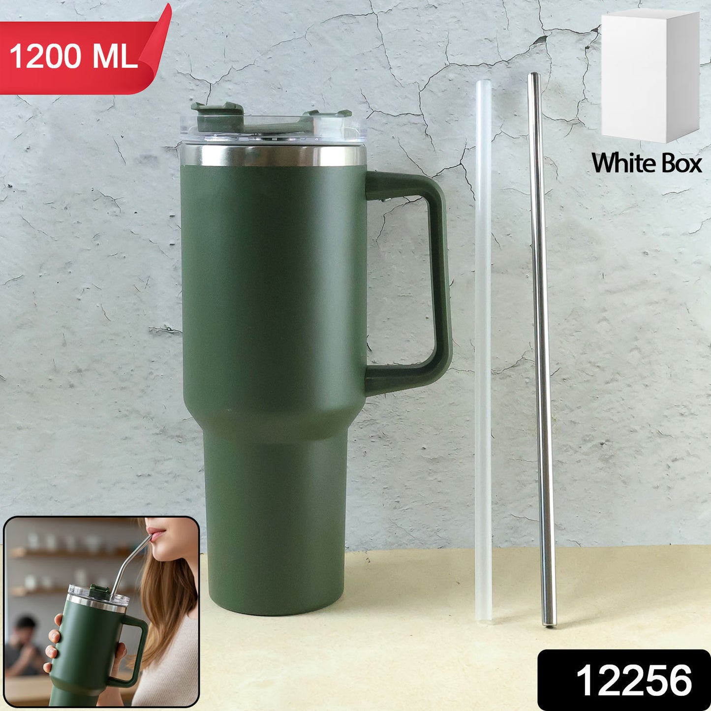Stainless Steel Vacuum Insulated Tumbler With Lid (Approx 1200 Ml)