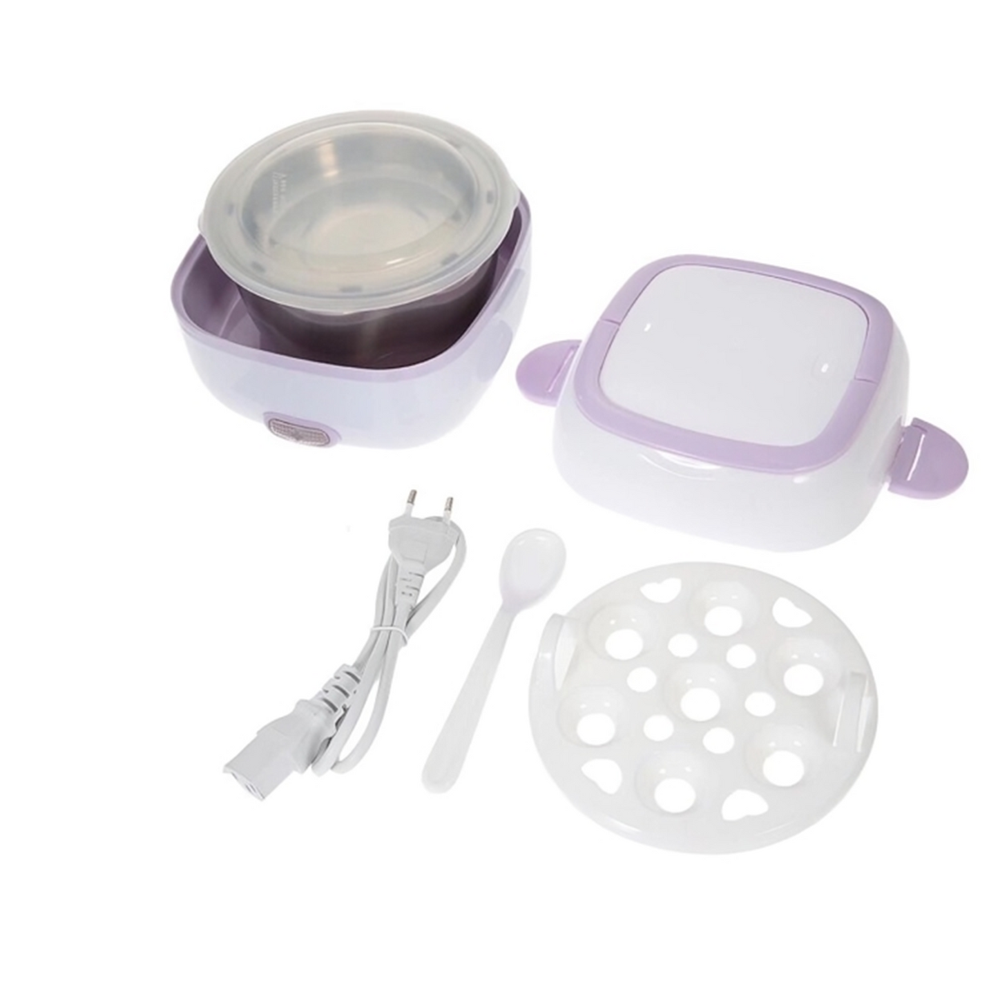 Electric Lunch Box Portable Food Warmer Food Heating Lunch Box Removable Food-Grade Stainless Steel Compartments, 220V 200W, for Car, Truck, office