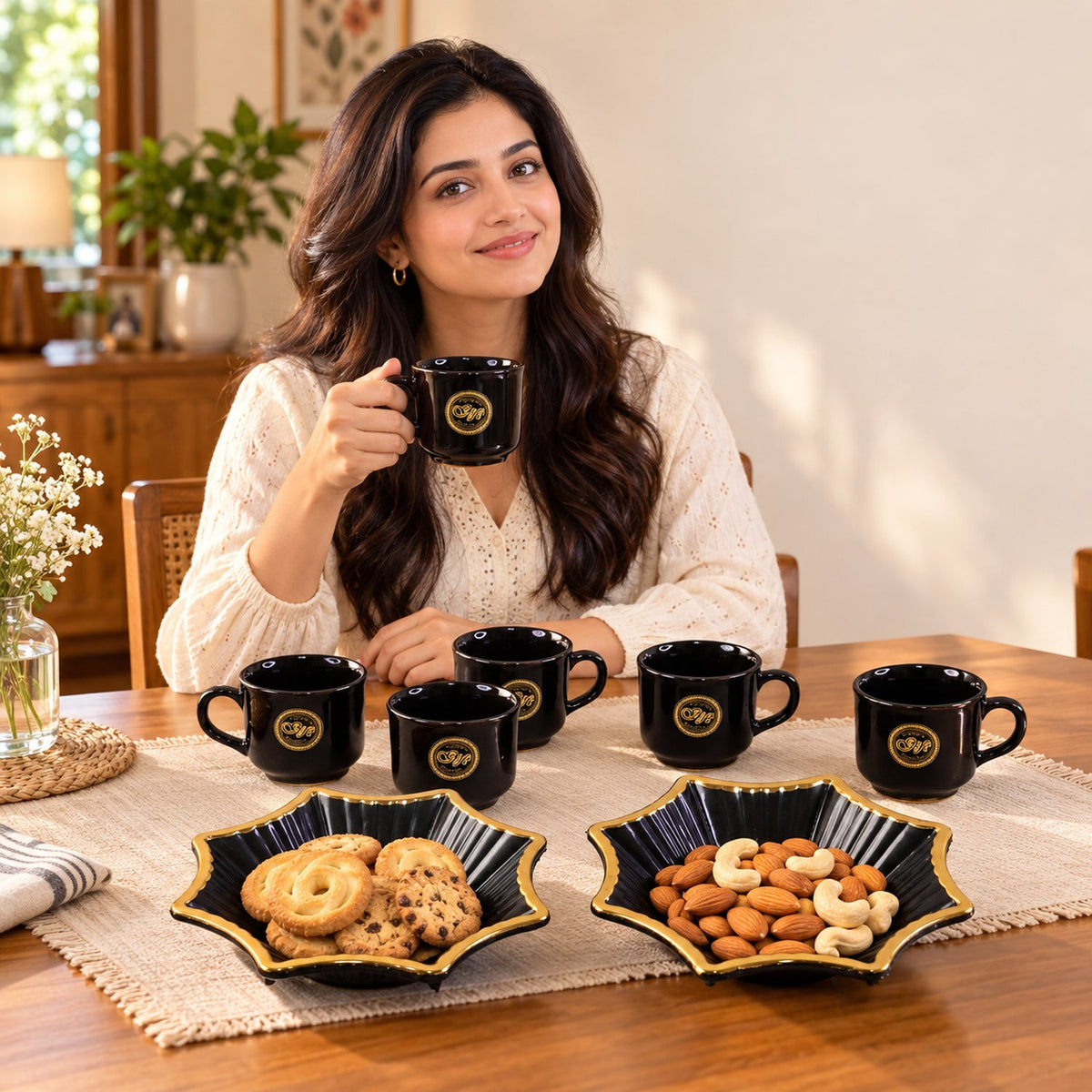 Tea cups star platter gift set