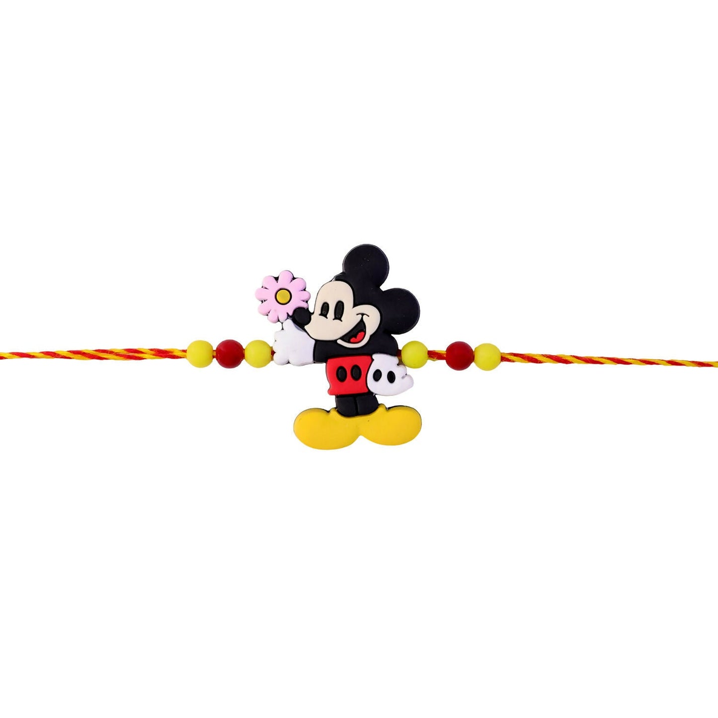 Overhead view of the charming mouse Rakhi, highlighting its intricate design.