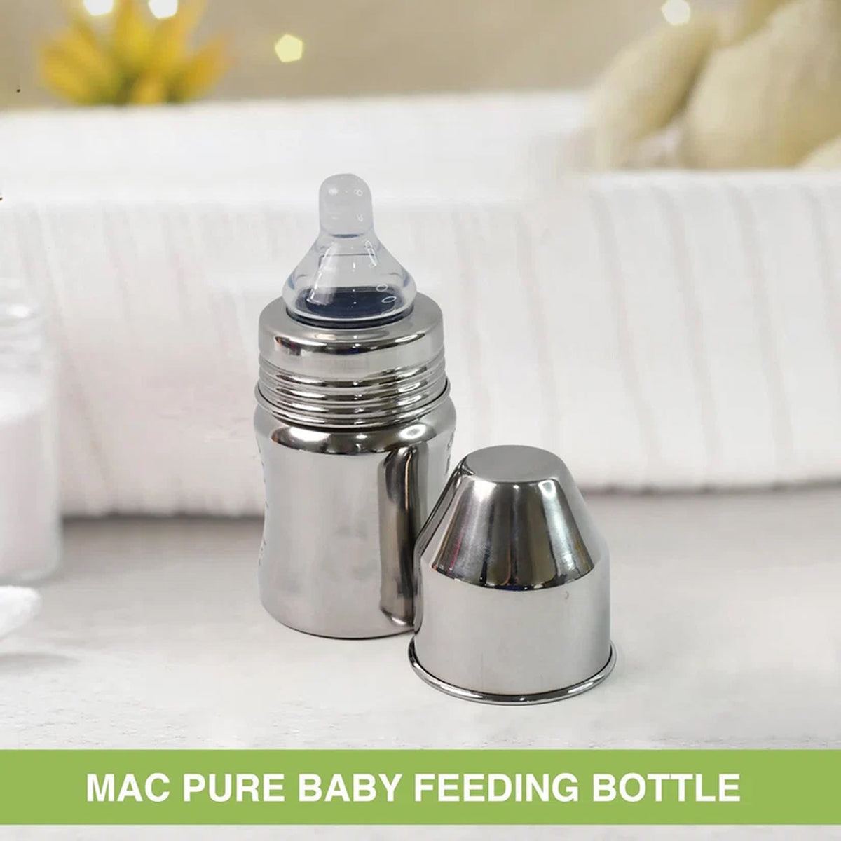 Premium Stainless Steel Baby Feeding Bottle (125 ML / 1 Pc)