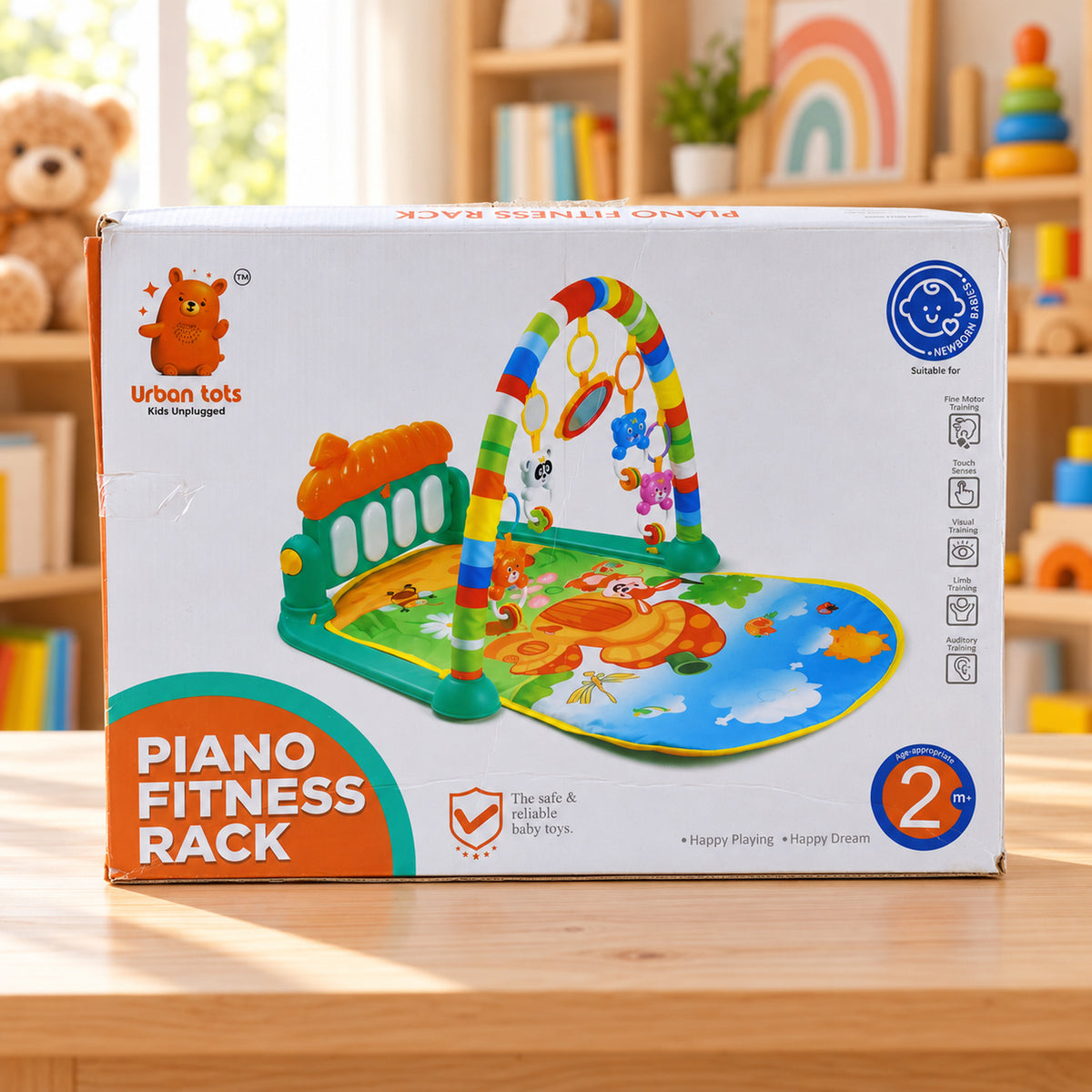 Baby Piano Gym Activity Play Mat with Hanging Toys and Music Keys (1 Set)
