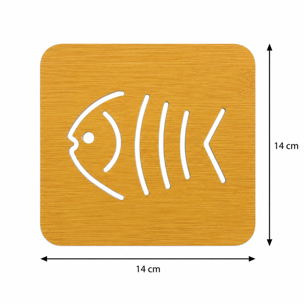 Square wooden fish-design coaster trivet 7