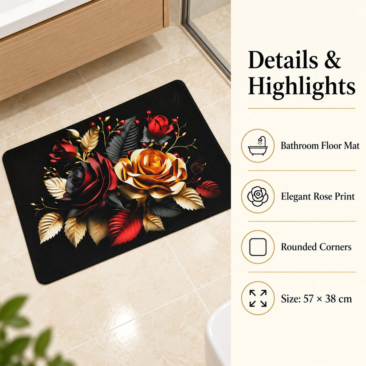 Rose floor mat white bg