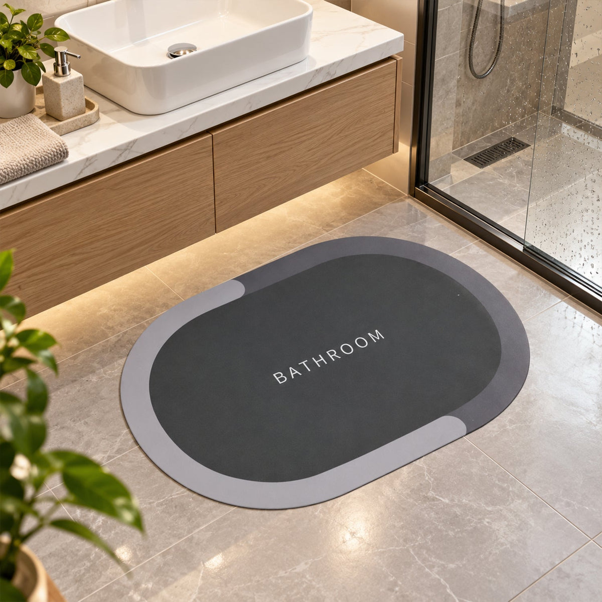 Bathroom door mat white bg