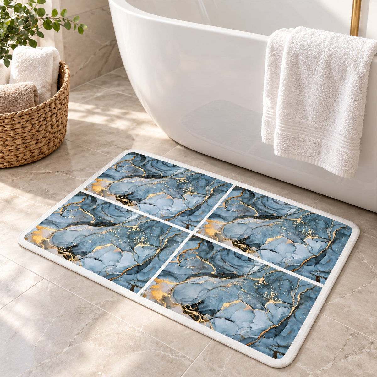 Marble print floor mat bathroom