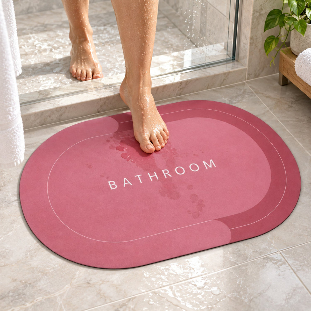 Water absorbing floor mat bathroom