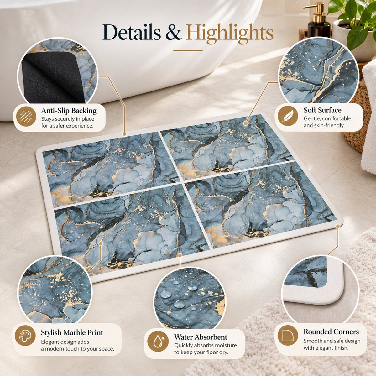 Bathroom mat feature view