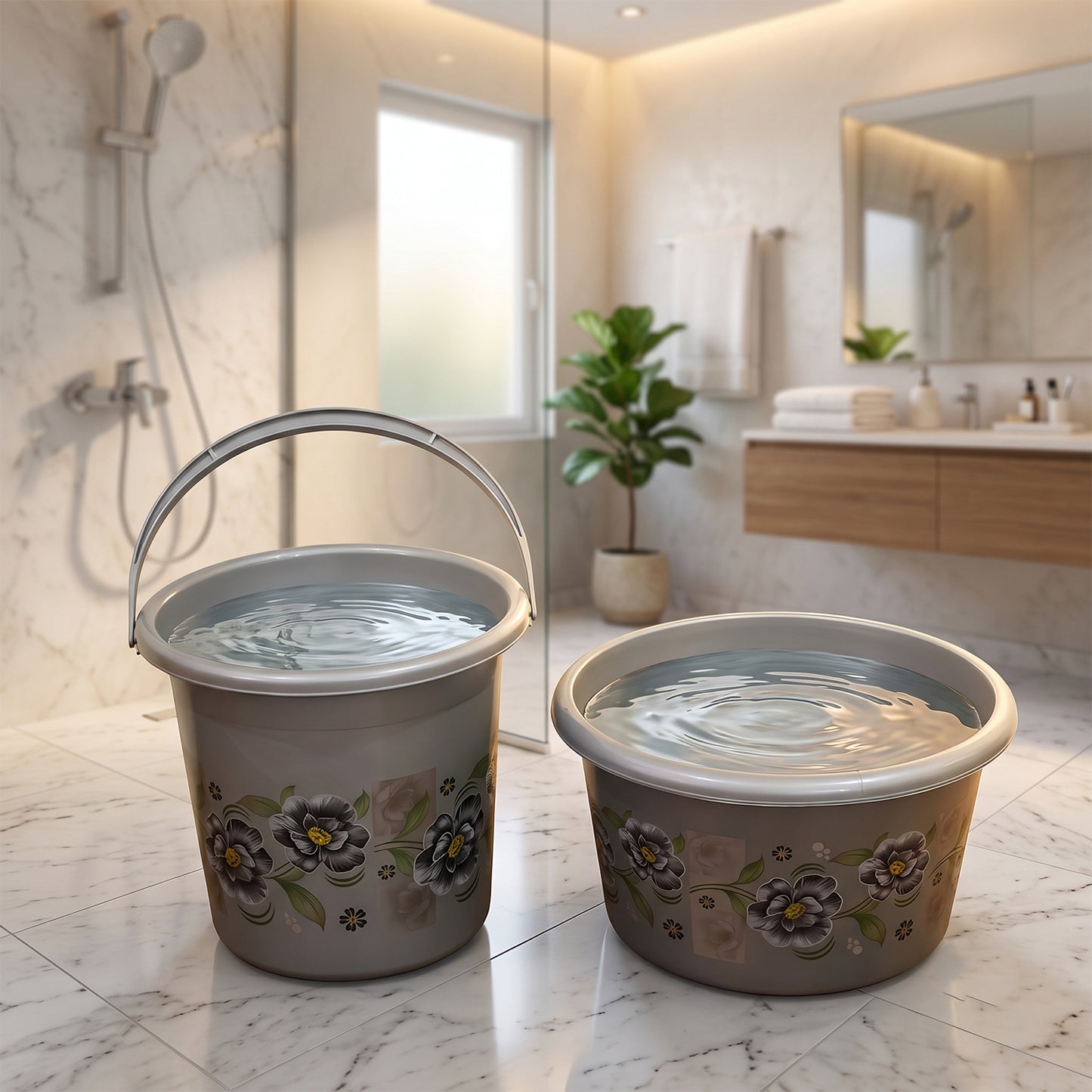 Large Capacity Plastic Bathroom Set of 7Pieces (1pc Big Tub, 1pc bucket,1pc , 1pc Mug, 1pc Soap Case, 1pc , 1pc Stool)