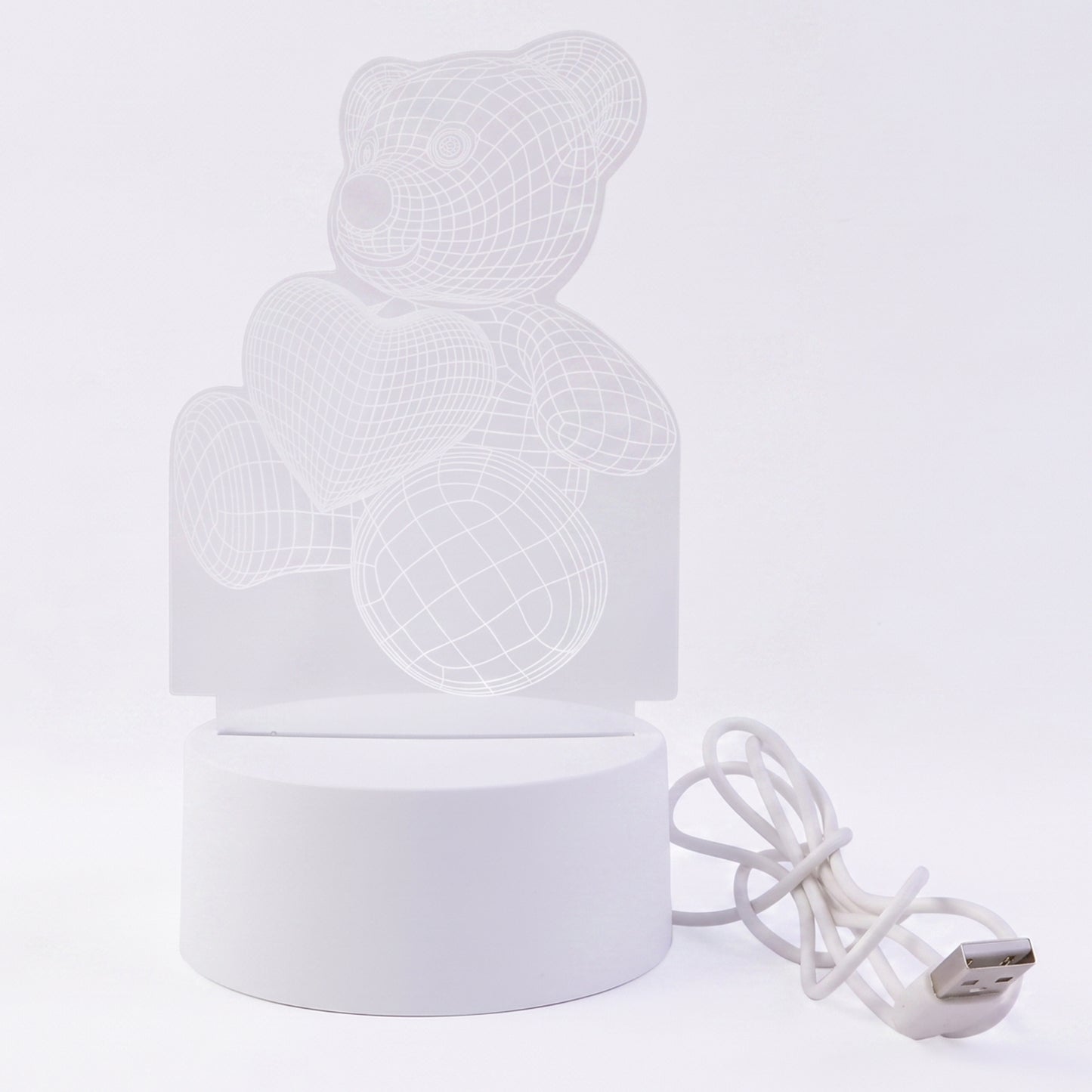 3D Teddy Bear LED Night Lamp – Soft LED Desk Light with Heart Design (1 Pc)