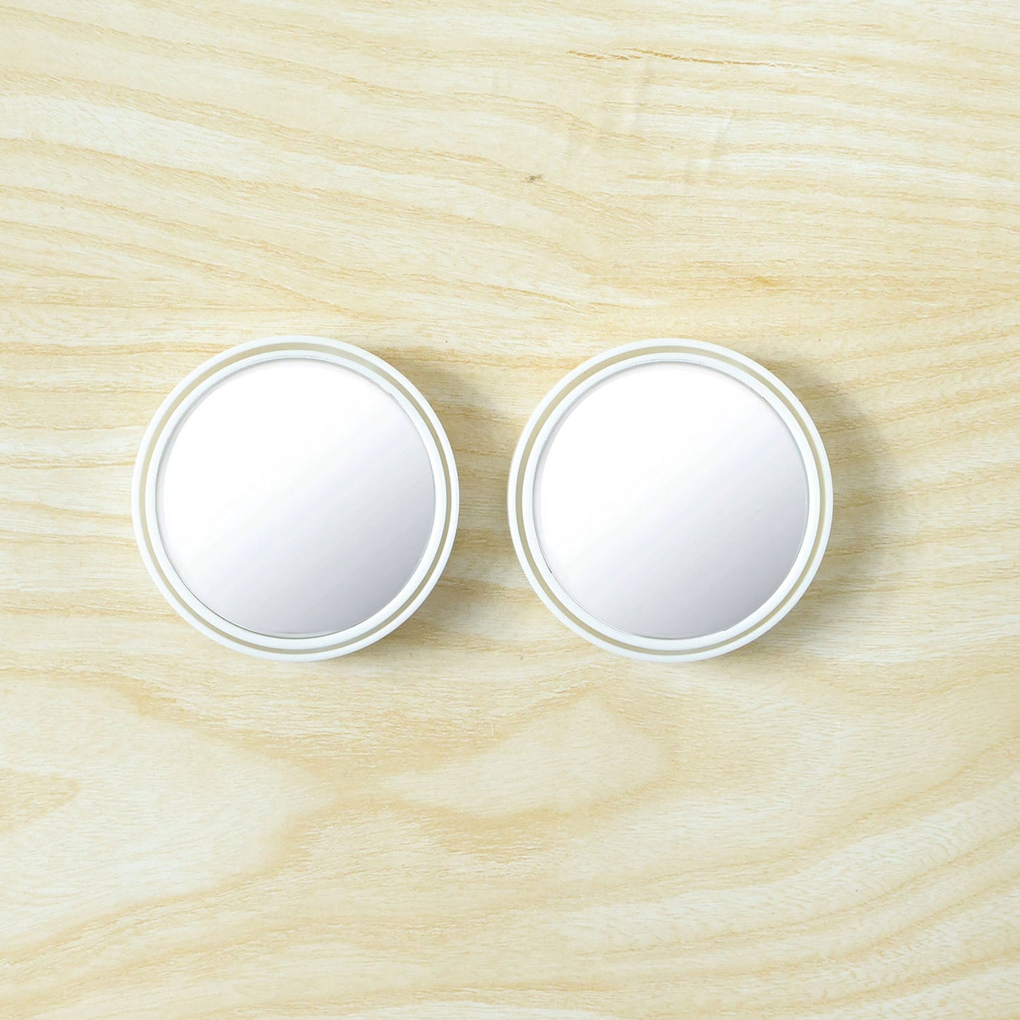 White Round Car Blind Spot Rear View Mirror Set (2 Pc)