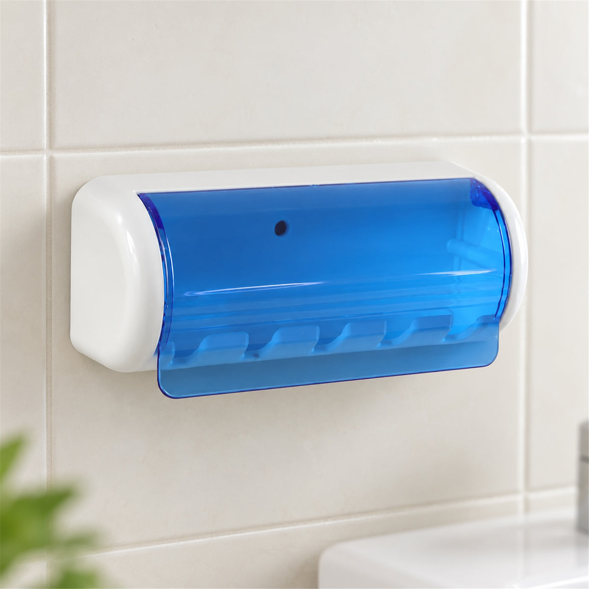 Wall Mounted Toothbrush Holder with Protective Cover (1 Pc)