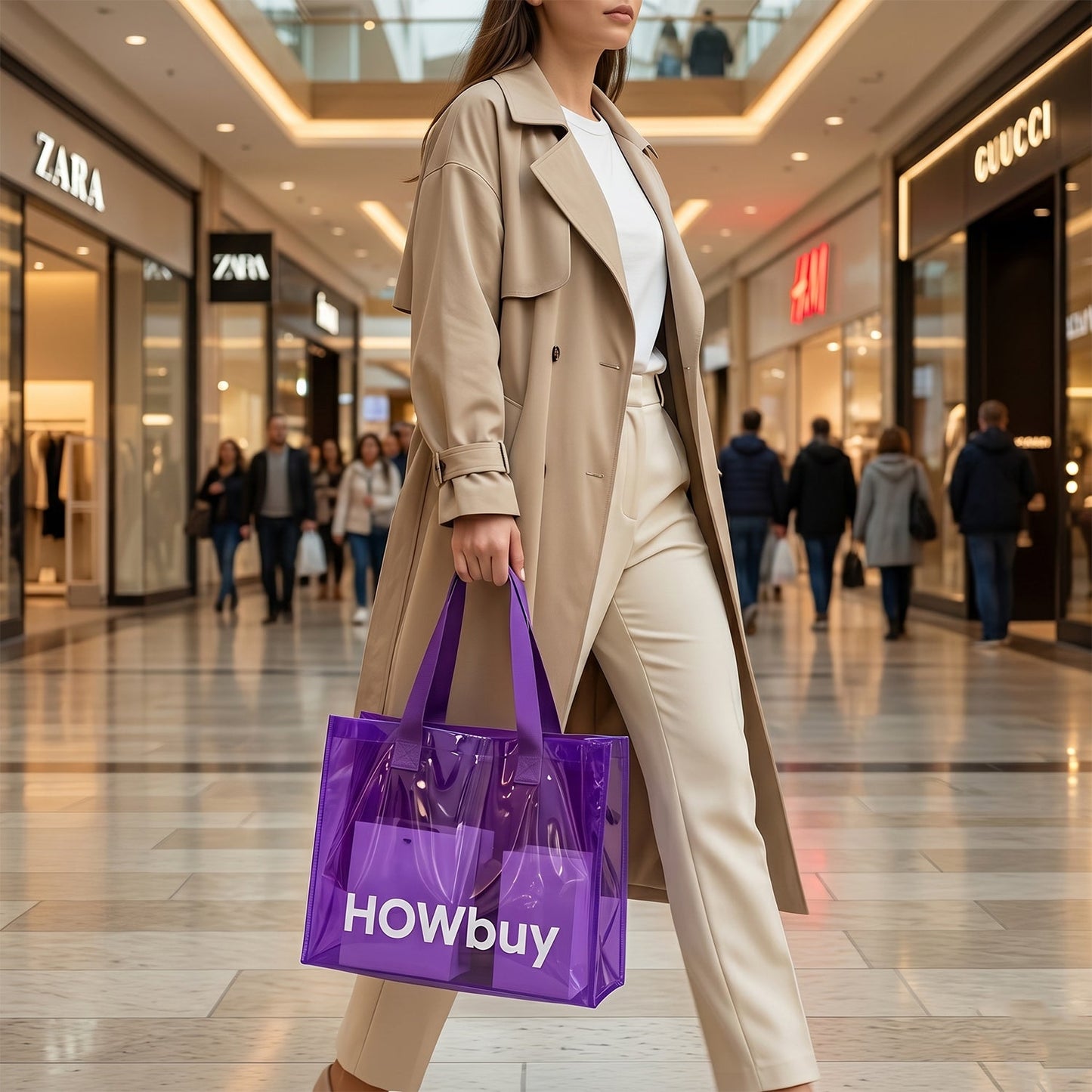 Stylish Transparent Carry Bag with Handle Strap (30x27 Cm)