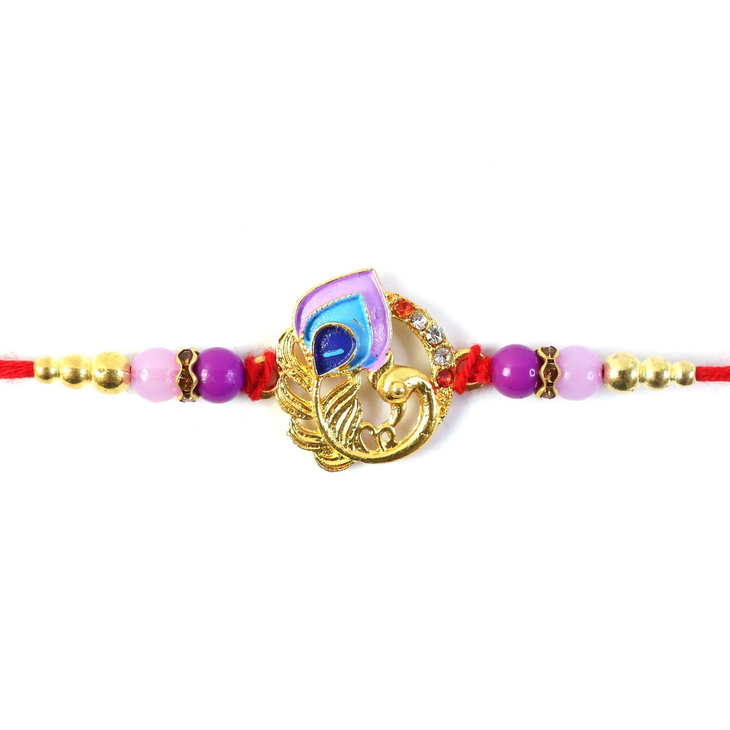 Peacock Rakhi with decorative beads and soft thread