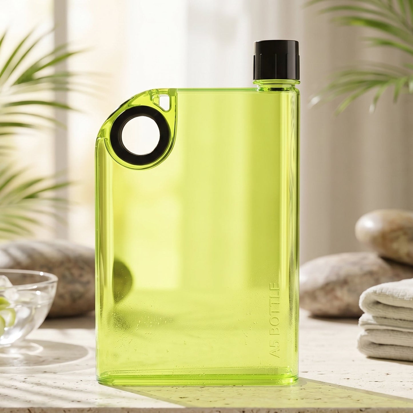 A5 Memo Notebook Shape Water Bottle 420 ML Slim Flat Portable (1 Pc)