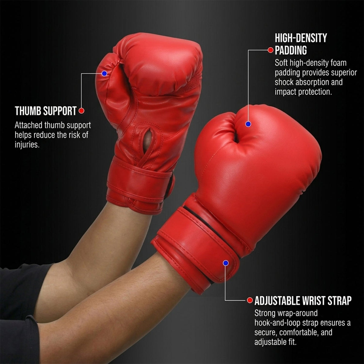 Sports Training Boxing Gloves with Padded Wrist Support for Men and Women