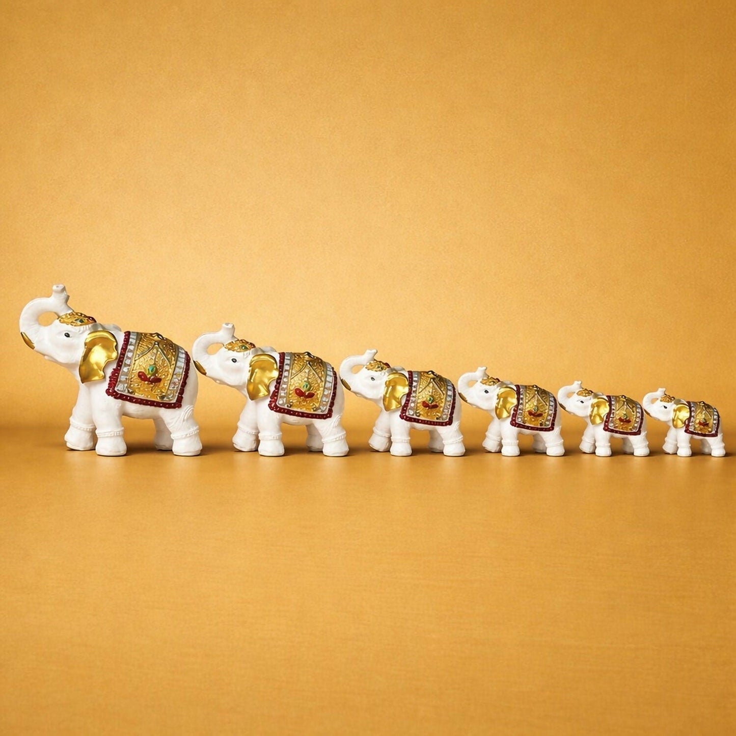 White Elephant Showpiece Set for Home Décor, Lucky Elephant Figurines