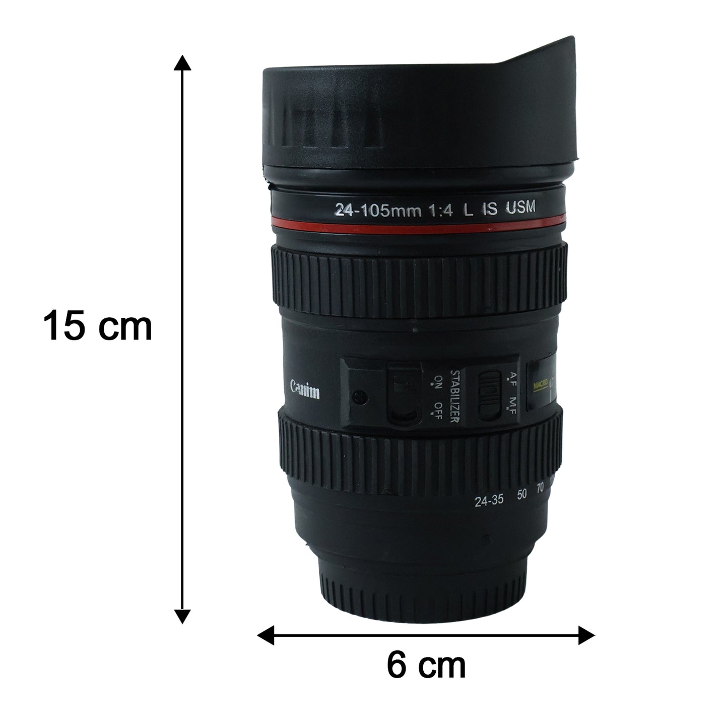 Camera Lens Shaped Coffee Mug Flask With Lid