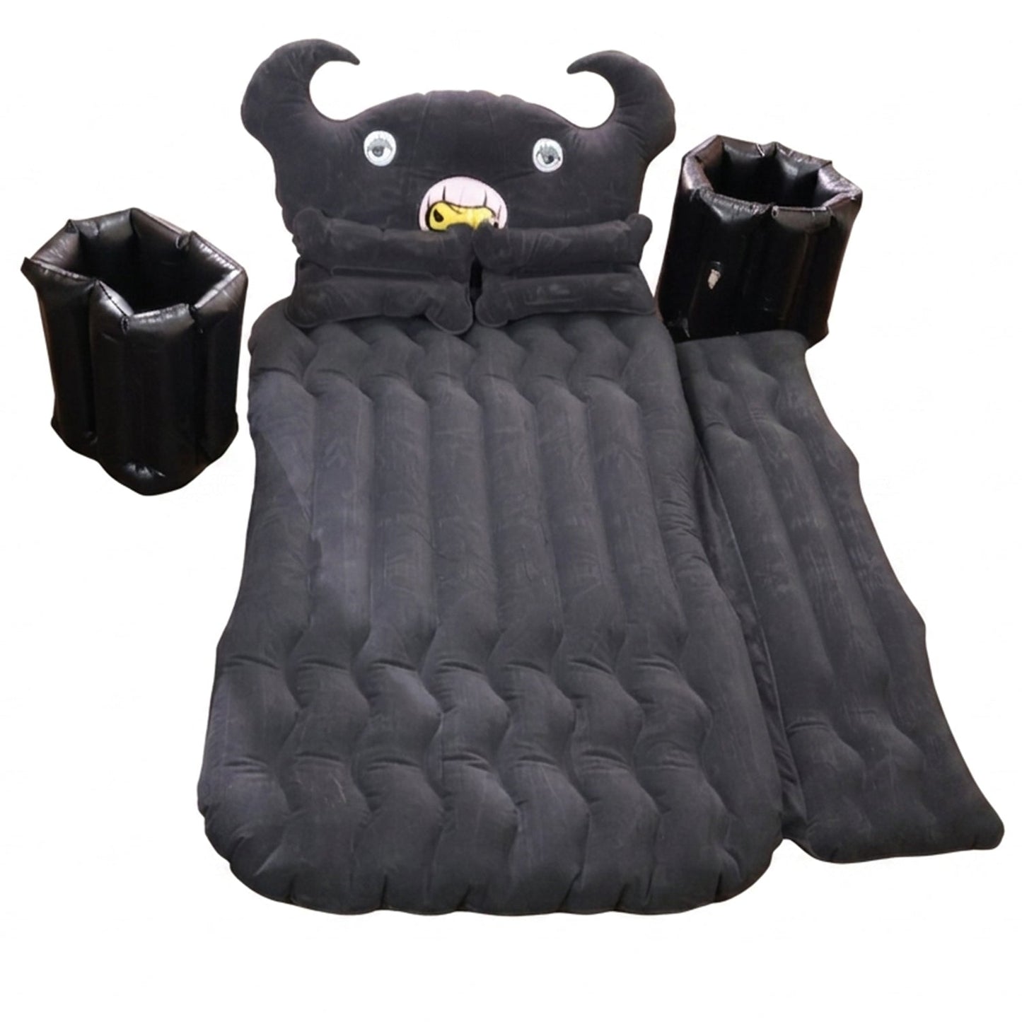 Car Air Mattress with Black Monster Pillow and Cushions for Kids and Adults (1 Set)