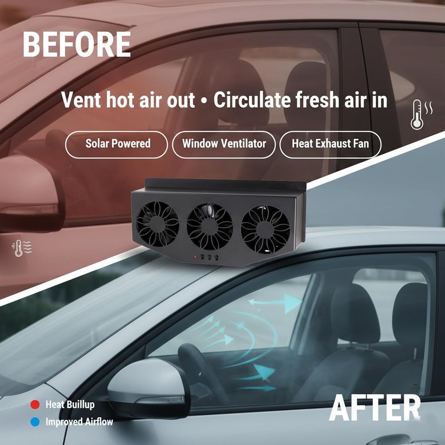 Triple Fan Plug & Play Car Exhaust Ventilation System (1 Set)