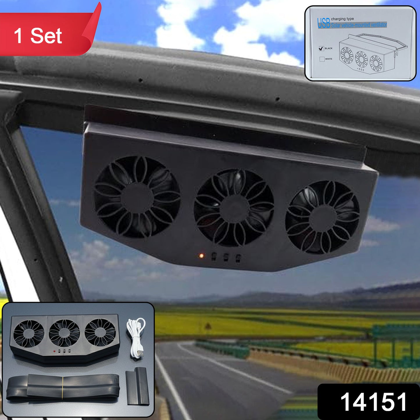 Triple Fan Plug & Play Car Exhaust Ventilation System (1 Set)