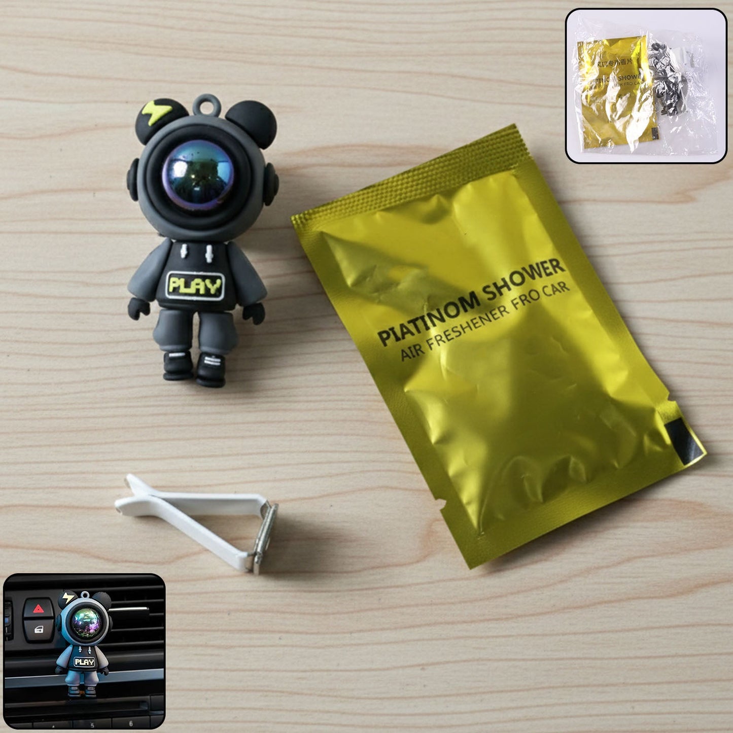 Cute Astronaut Car Air Freshener with Vent Clip (1 Set)