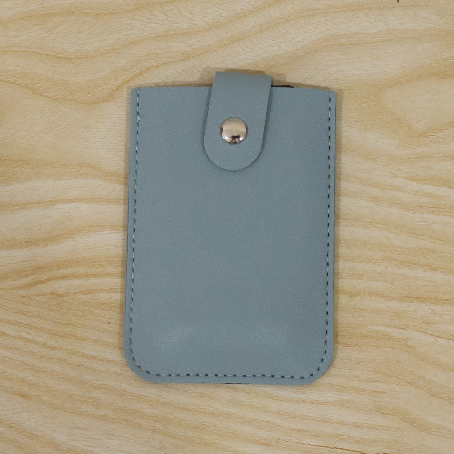 Live photo of PU leather snap button card holder wallet