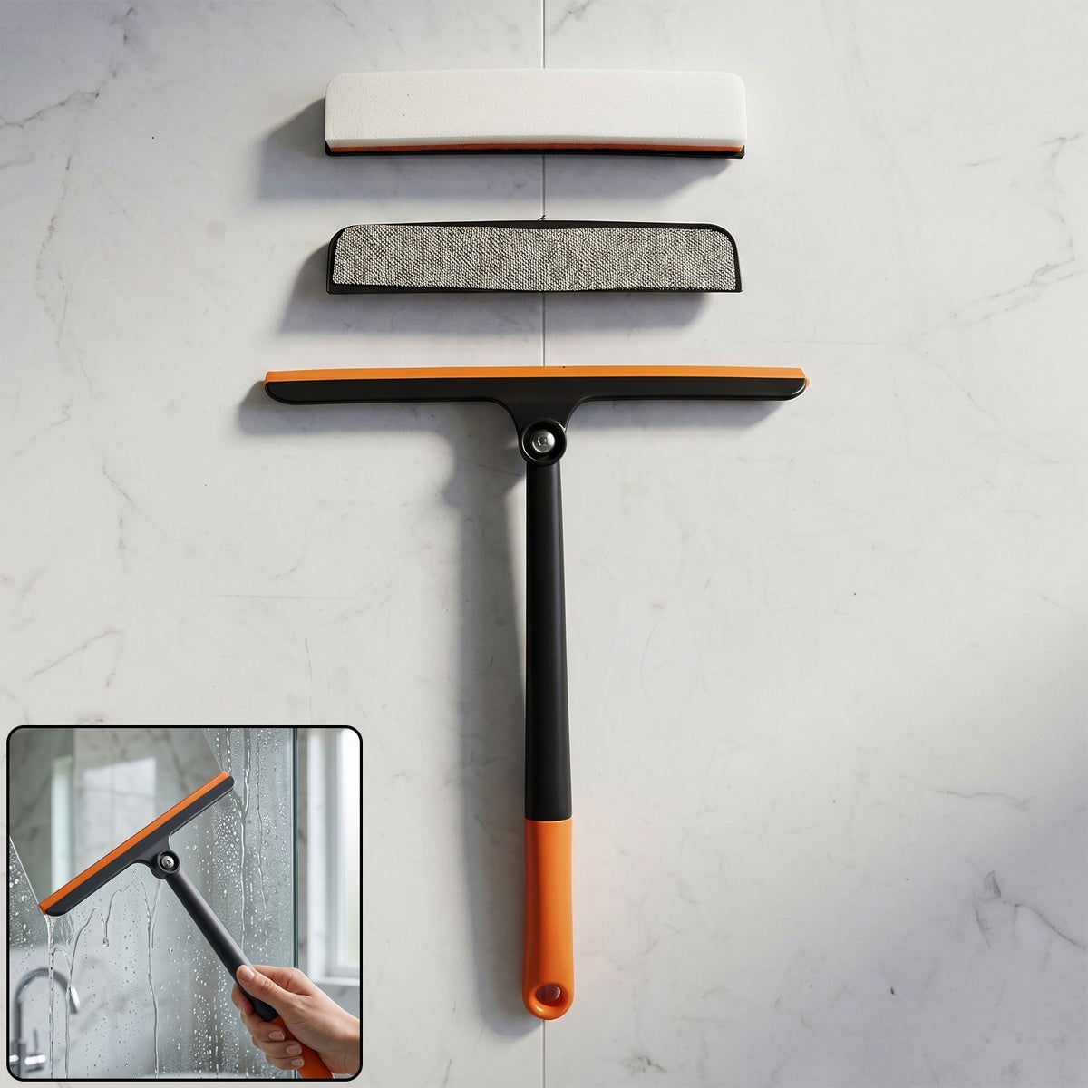 Efficient glass cleaning tool for clear, shiny glass surfaces
