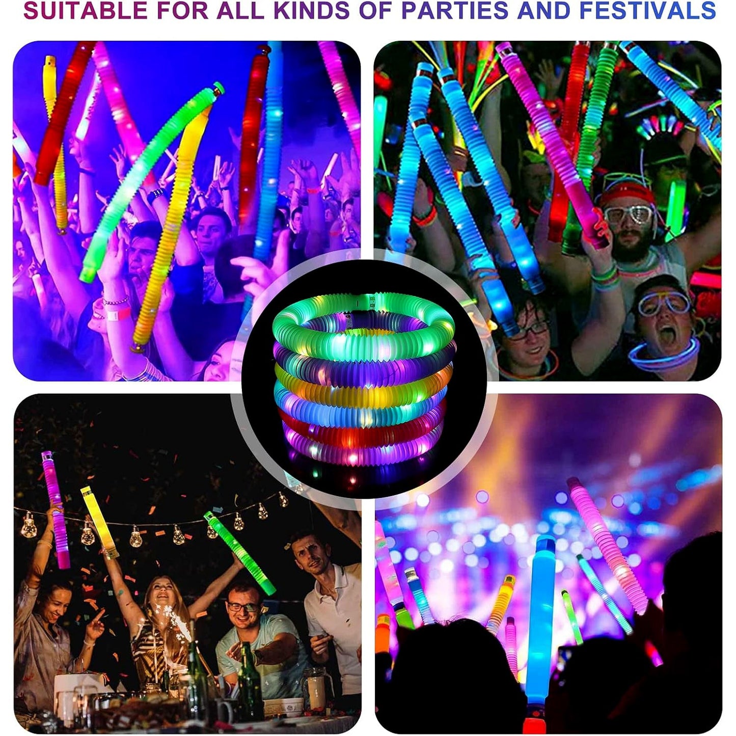 LED Glow Pop Tube Fidget Toy (Mix Color / 1 Pc)