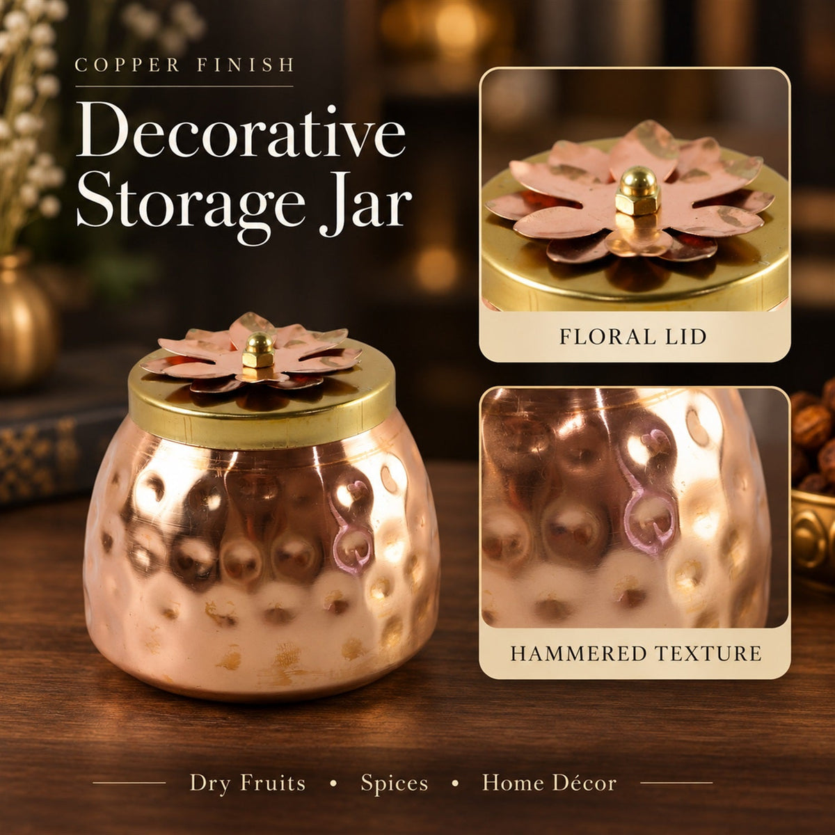 Copper storage jar white bg