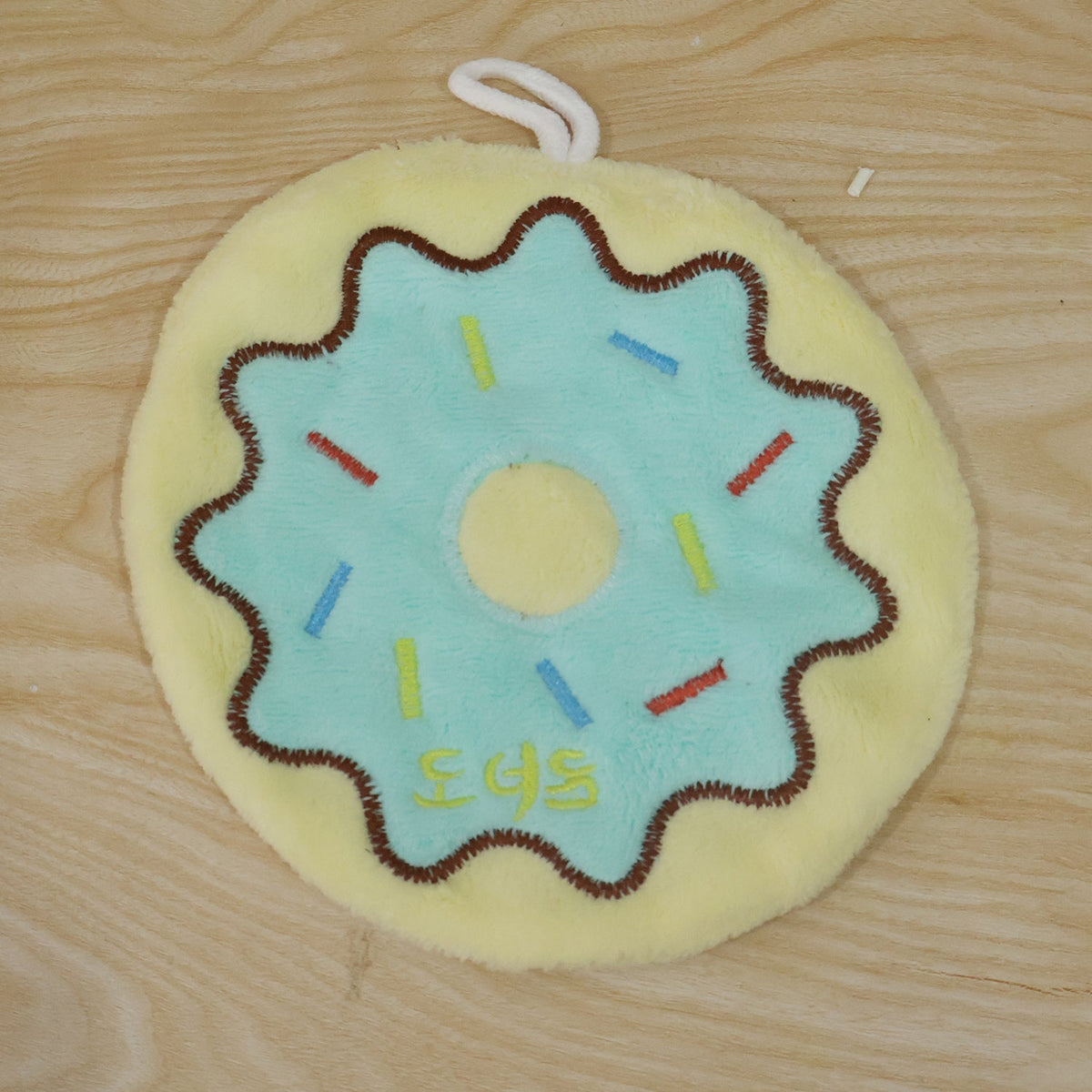 Live photo of cartoon donut hanging hand towel