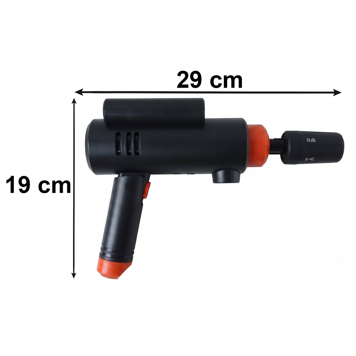 Durable ABS and metal cordless pressure washer set for on-the-go cleaning.