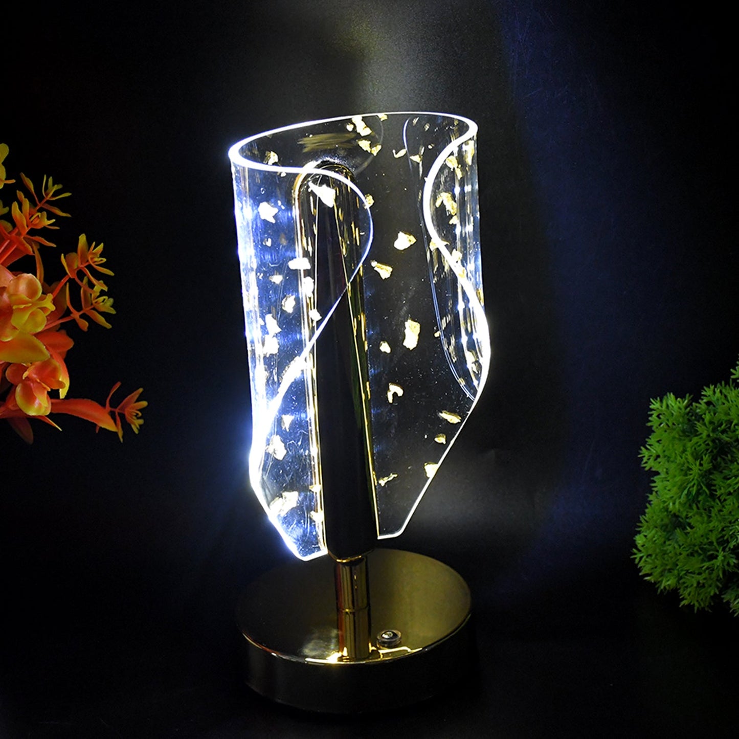 Luxury Golden Leaf Design Crystal Table Lamp (1 Pc)
