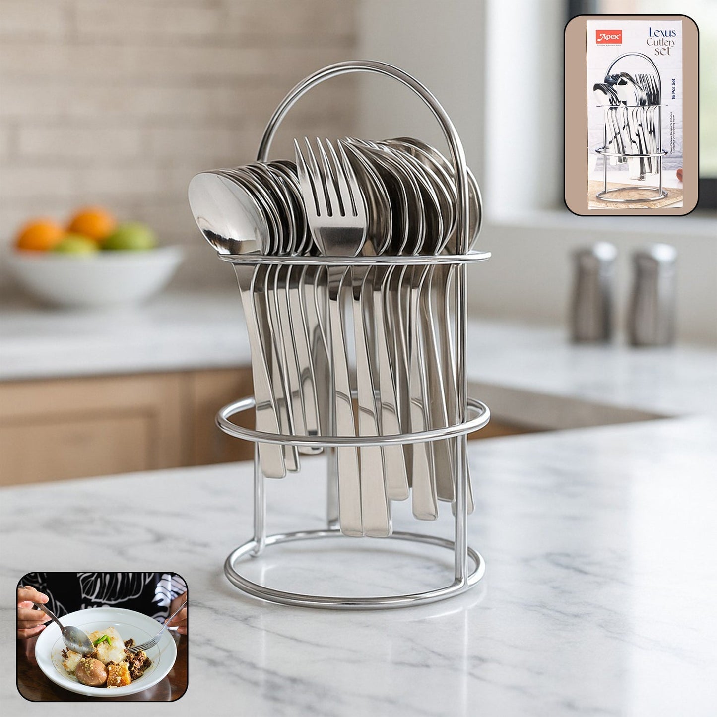 Apex Premium Stainless Steel Cutlery (16 Pc / Set)