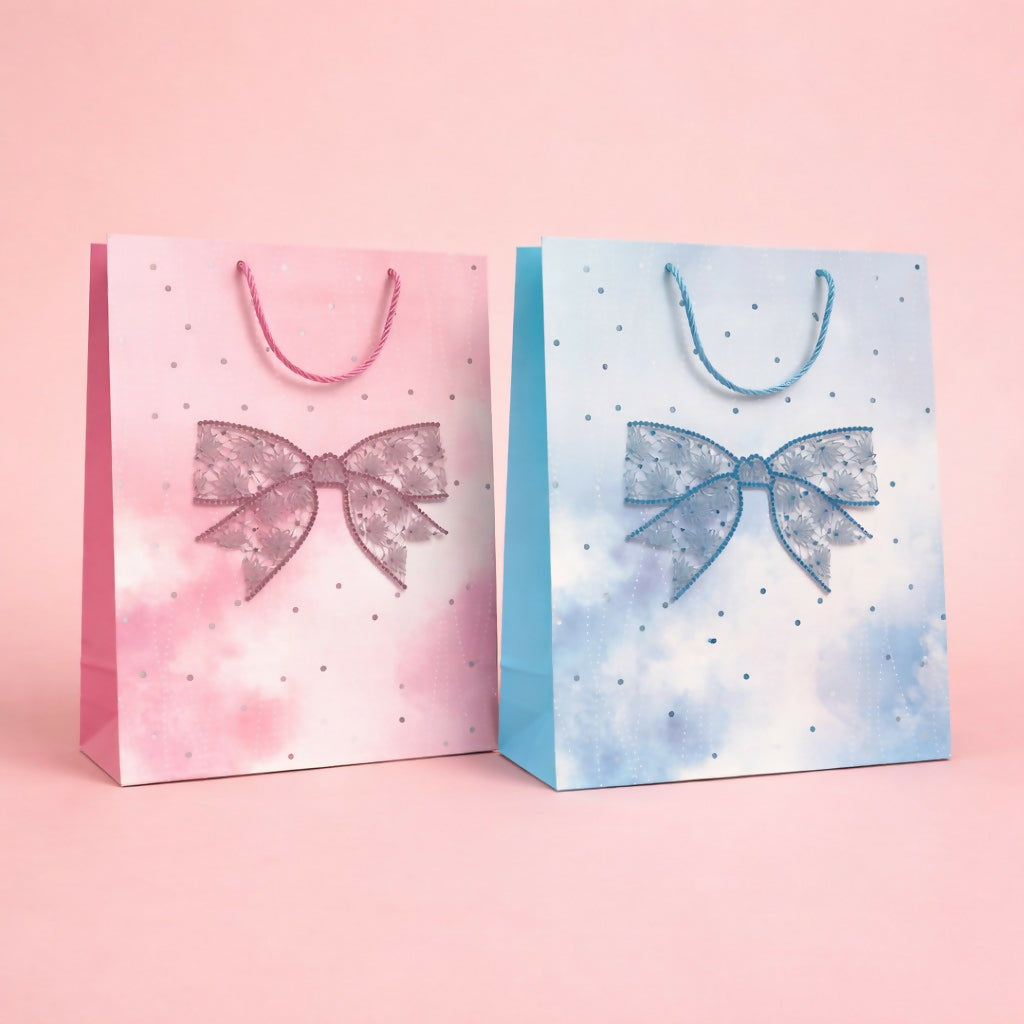 Elegant Bow Design Gift Paper Bag with Handle for Gifting