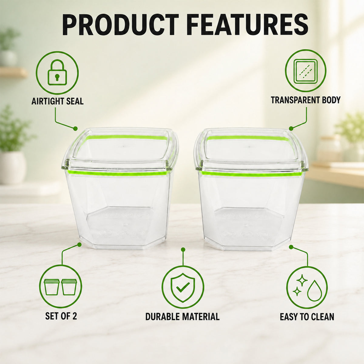 Food Storage Container Set with Leak-Proof Lid (500 ML / 2 Pc)