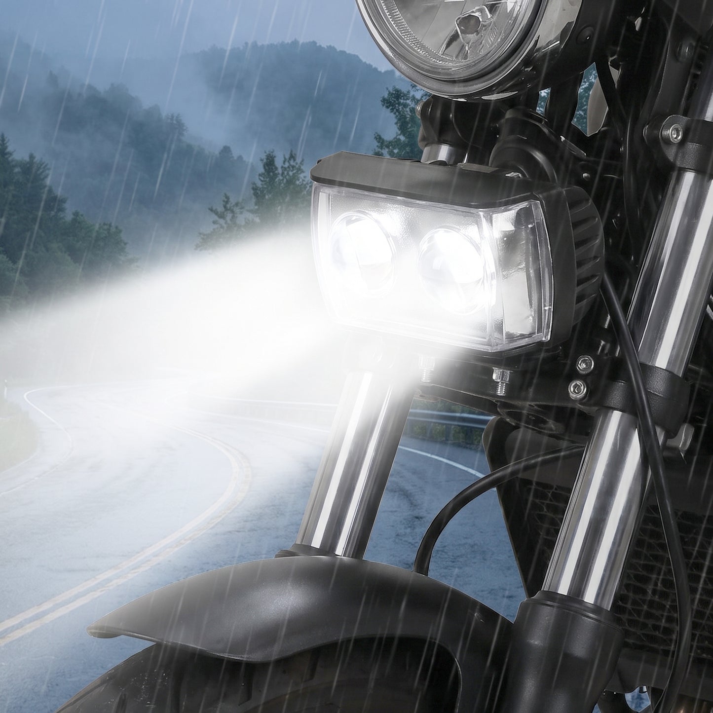 3 Mode LED Spotlight Universal Ultra Mini Double Lens Fog Light (1 Pc)