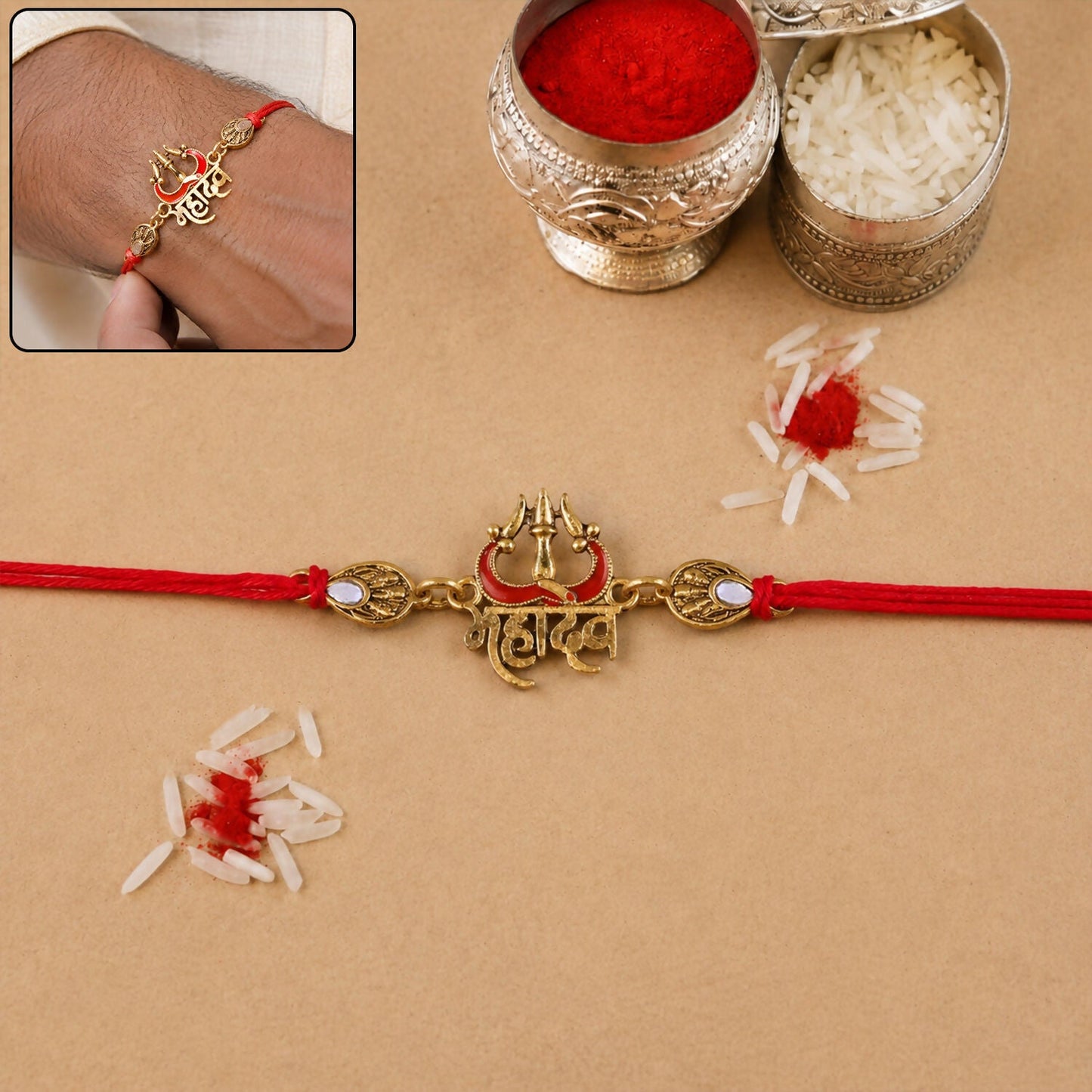 Decorative Mahadev Trishul Rakhi for Raksha Bandhan