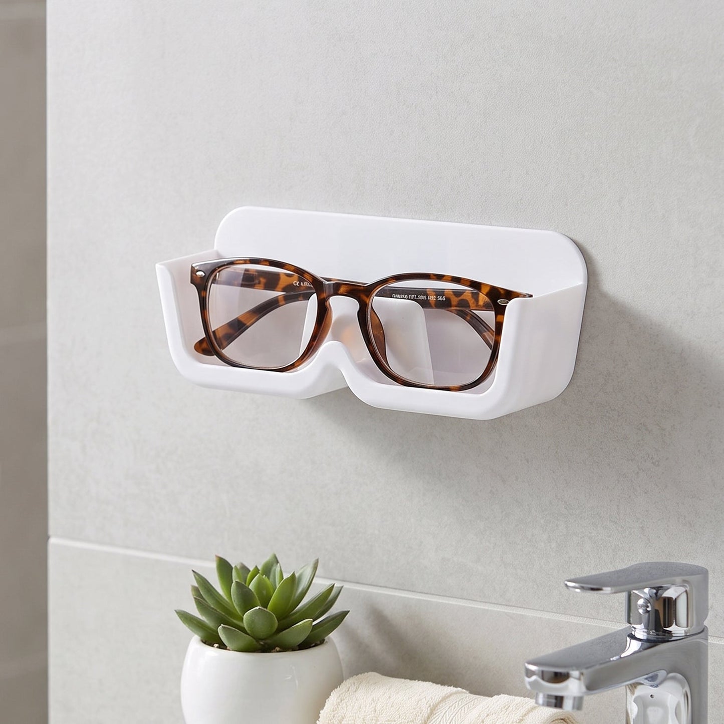 Sunglasses stored on the wall mounted rack