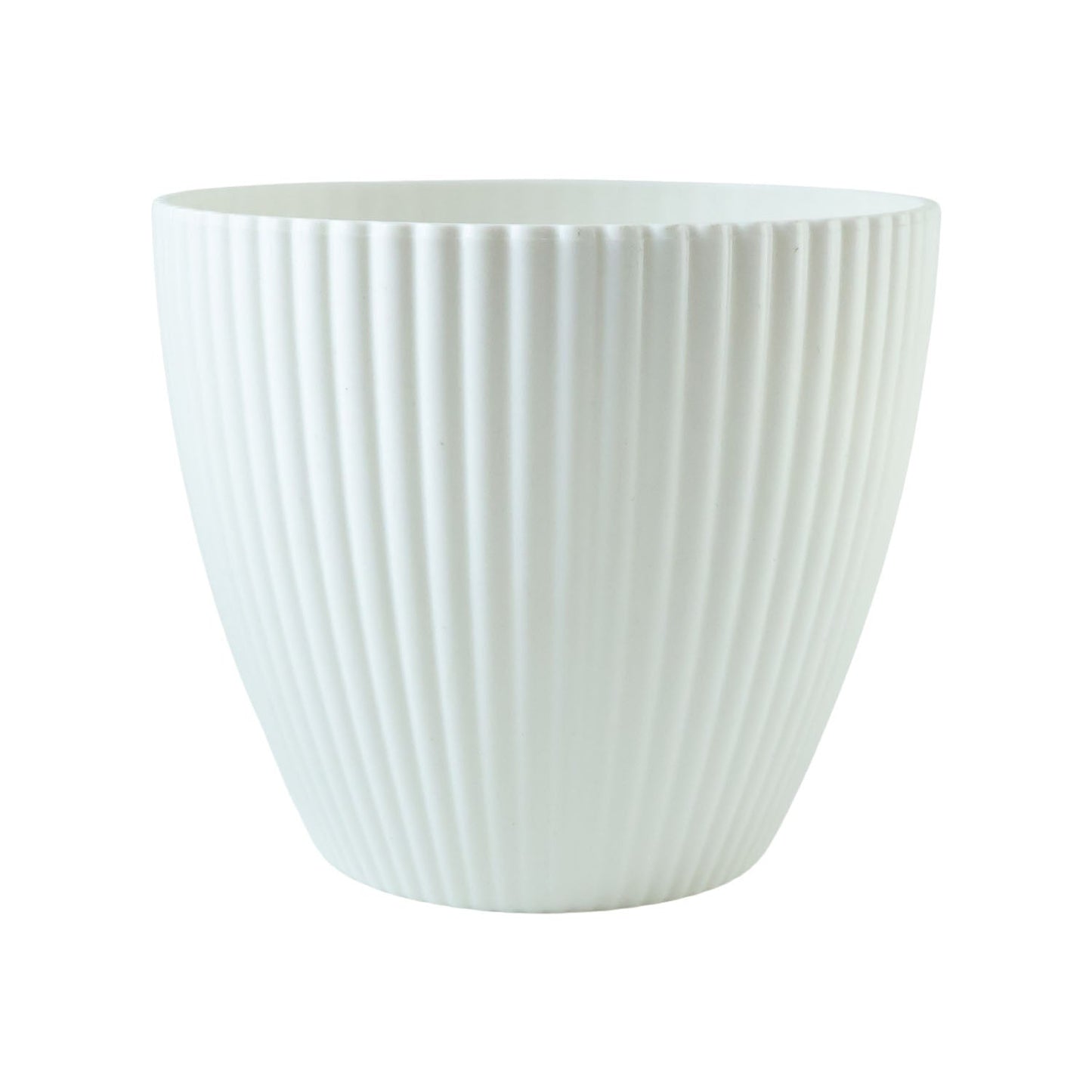 Premium White Ribbed Decorative Flower Pot (1 Pc)