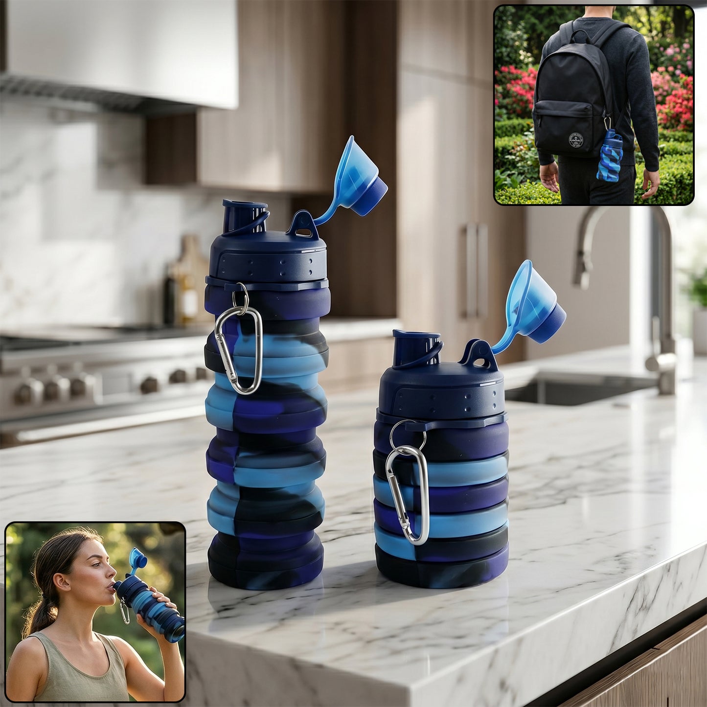 Colorful Collapsible Silicone Water Bottle (1 Pc)