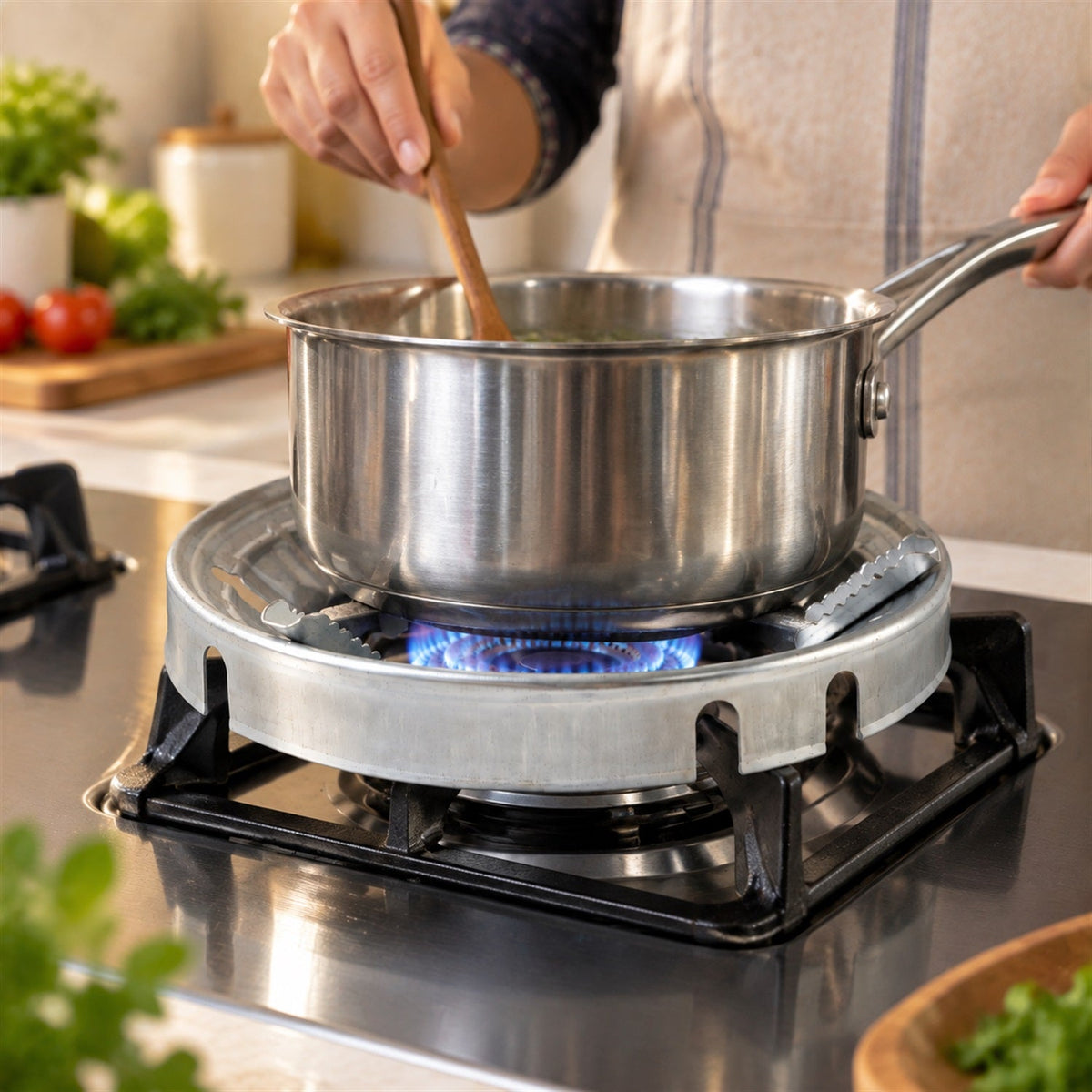 Energy saving stove ring pan support
