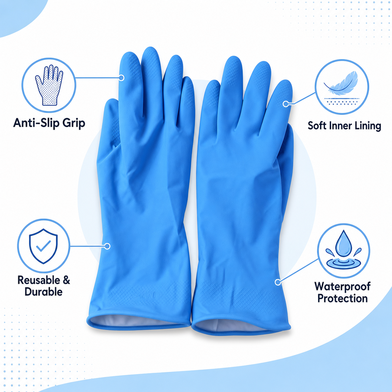 Reusable blue gloves medium