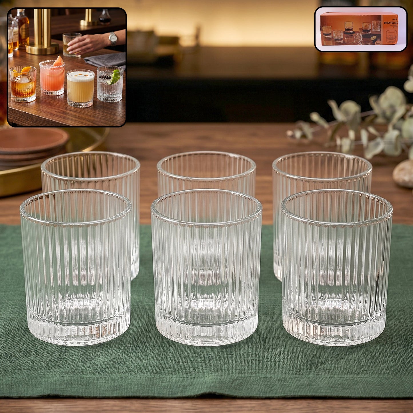 Ribbed Whisky Glass Set